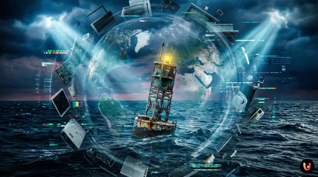 Hartă geografică cu coordonatele 0 grade latitudine și longitudine &icirc;n Golful Guineei.