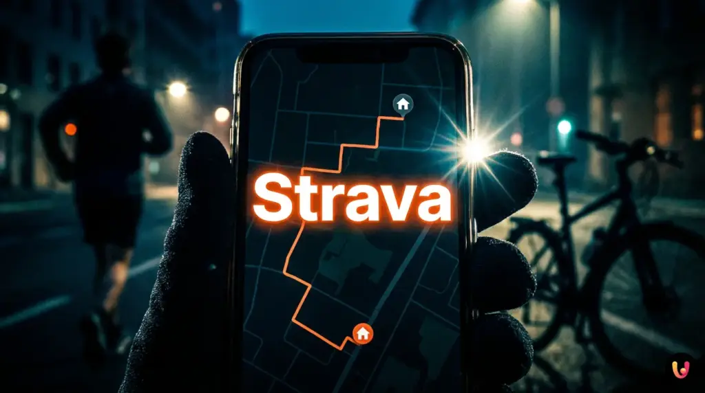 Smartphone com mapa GPS de um treino que mostra a localiza&ccedil;&atilde;o exata de uma casa.