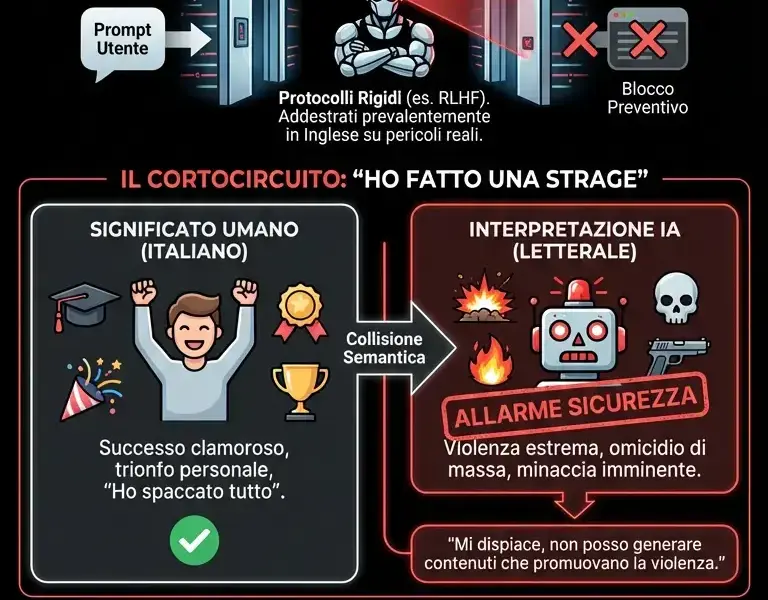 Infografica: Quando l'IA va in panico per una semplice frase umana