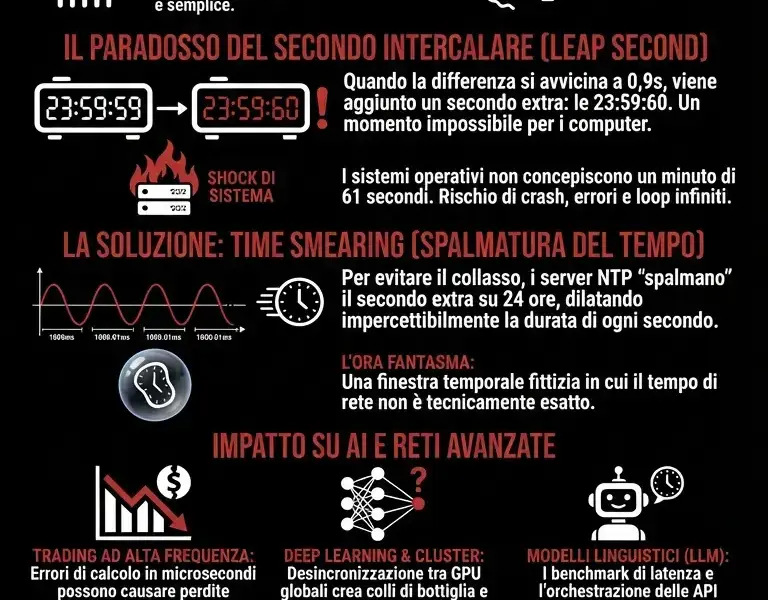 Infografica: 23:59:60: il paradosso temporale che inganna le reti globali