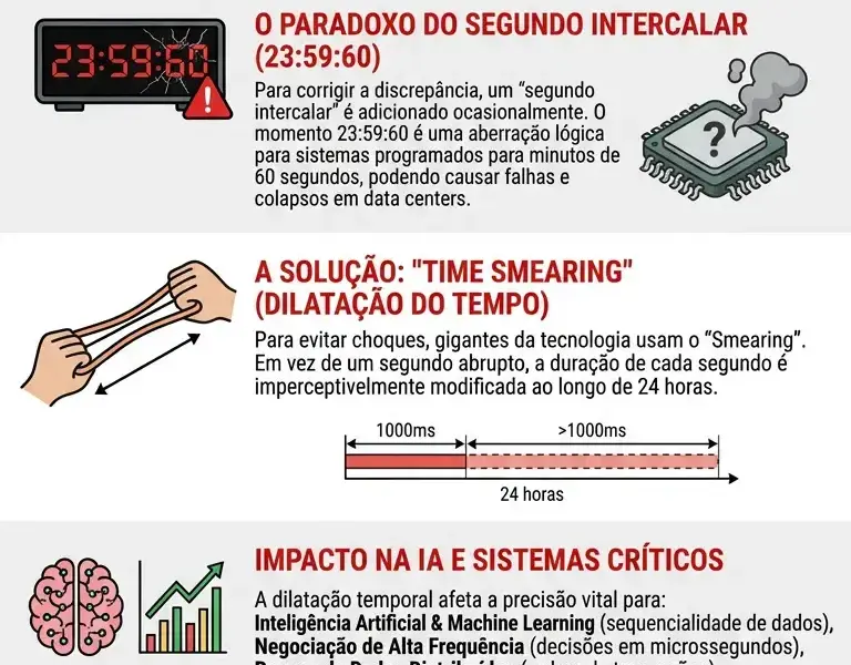 Infografica: 23:59:60: o paradoxo temporal que engana as redes globais