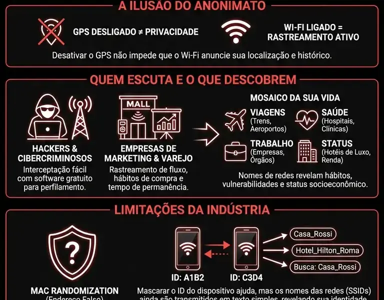 Infografica: A ilus&atilde;o do GPS: a fun&ccedil;&atilde;o Wi-Fi que revela seus deslocamentos