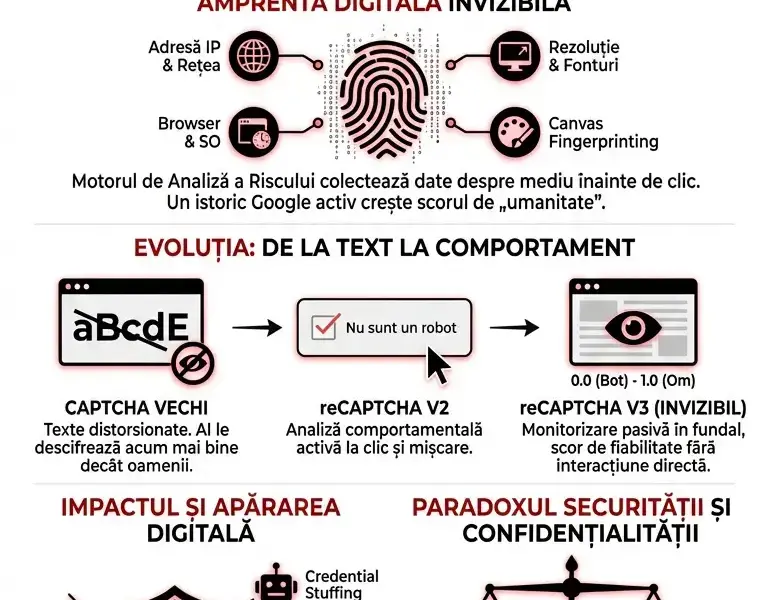 Infografica: Adevărul despre reCAPTCHA: de ce clicul tău este doar o iluzie