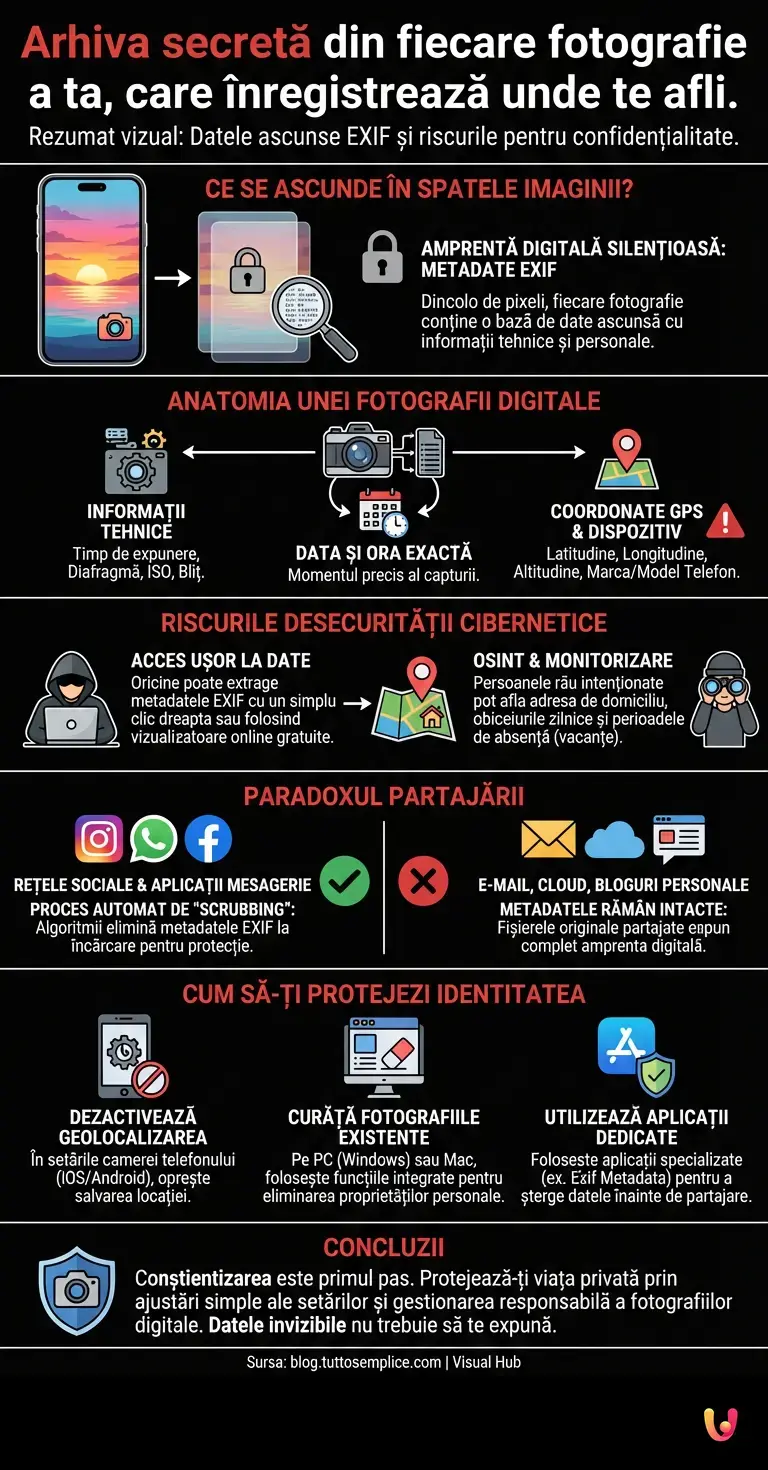 Arhiva secretă din fiecare fotografie a ta, care &icirc;nregistrează unde te afli. - Infografic rezumativ