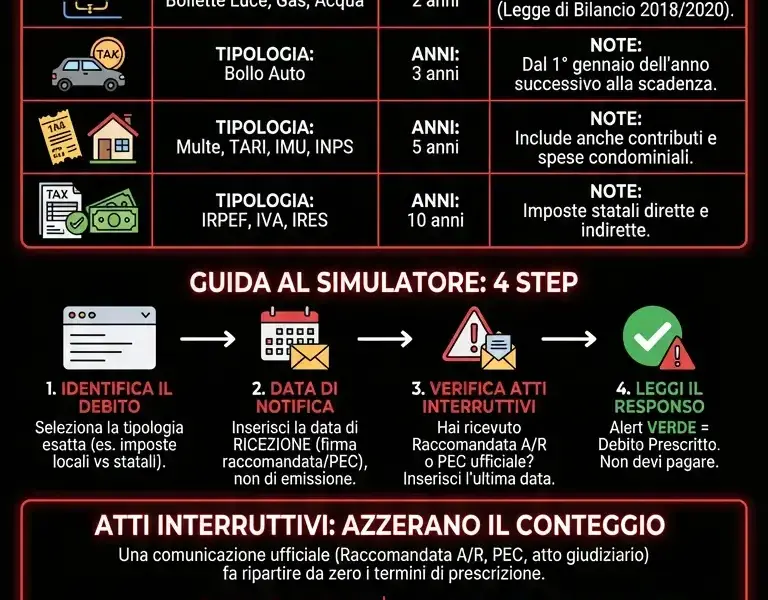 Infografica: Calcolatore Prescrizione Debiti: Scopri Quando Non Devi Pi&ugrave; Pagare