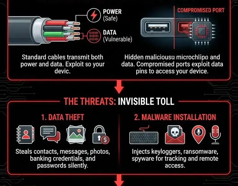 Infografica: Charging on the go: the invisible threat of USB sockets