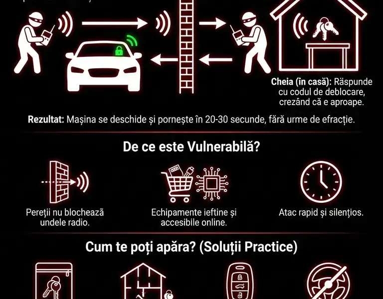 Infografica: Chei la intrare: breșa Keyless care &icirc;ți face mașina să dispară
