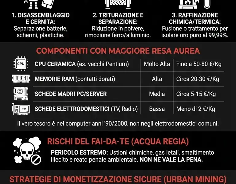 Infografica: Come recuperare oro da vecchi elettrodomestici, cellulari e computer