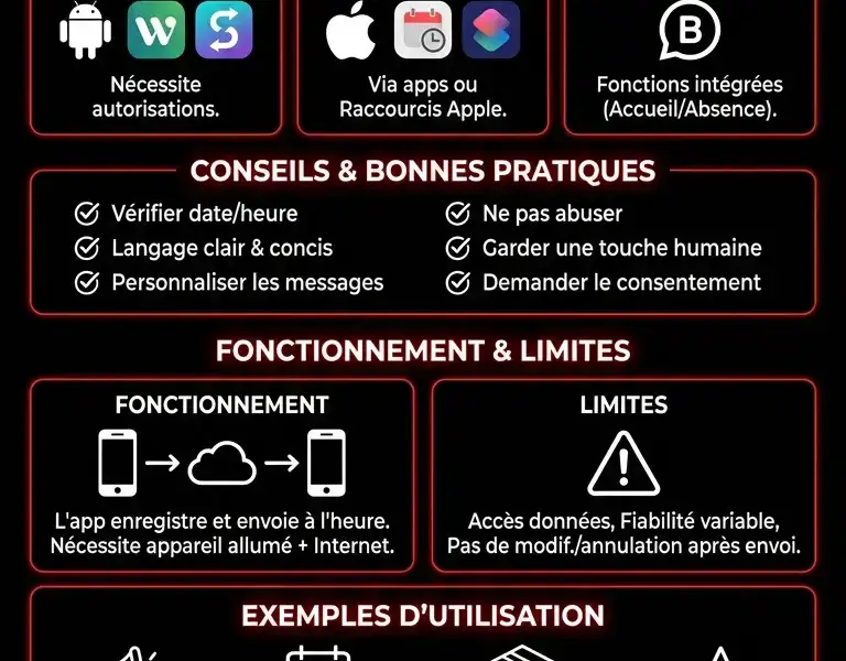Infografica: Comment programmer des messages sur WhatsApp : le guide ultime