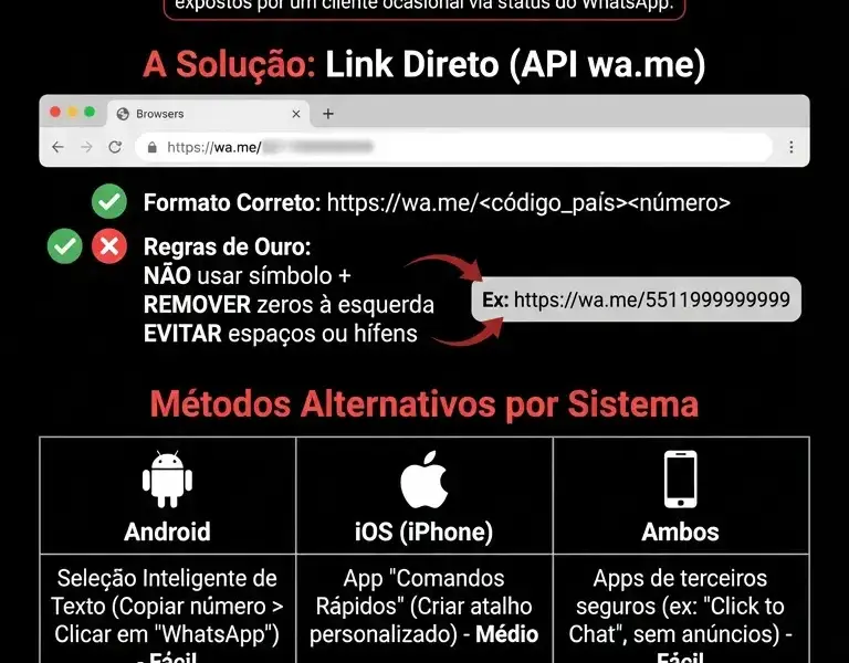 Infografica: Como Enviar Mensagens no WhatsApp Sem Salvar o N&uacute;mero: Ferramentas e Guia