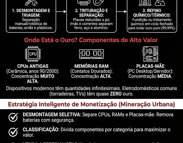 Infografica: Como recuperar ouro de eletrodom&eacute;sticos, celulares e computadores antigos