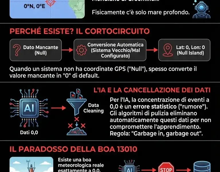 Infografica: Cos'&egrave; Null Island, la discarica digitale creata dai computer