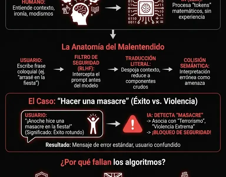 Infografica: Cuando la IA entra en p&aacute;nico por una simple frase humana.