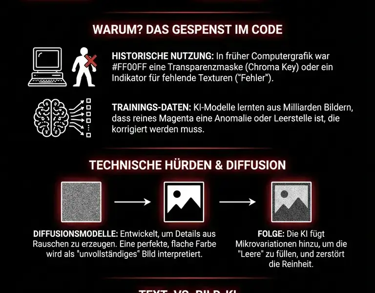 Infografica: Das visuelle Paradoxon: Die einzige Farbe, die die KI nicht erzeugen kann.