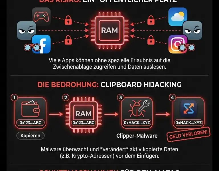 Infografica: Der geheime Speicher von Kopieren und Einf&uuml;gen, der Ihre Daten preisgibt.