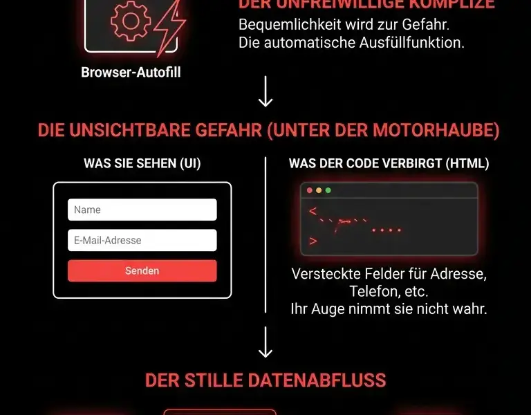 Infografica: Die Falle der Autovervollst&auml;ndigung: Wie versteckte Felder Ihre Daten stehlen