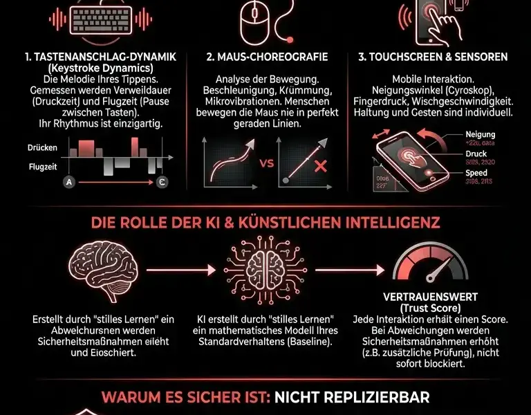 Infografica: Die Verhaltenssignatur, die Sie vor dem Passwort identifiziert.