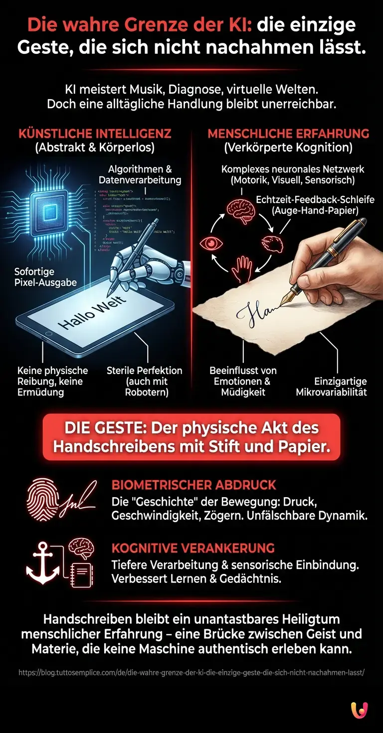 Die wahre Grenze der KI: die einzige Geste, die sich nicht nachahmen l&auml;sst. - Zusammenfassende Infografik