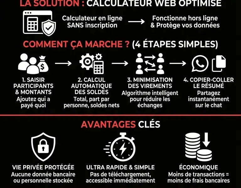 Infografica: Diviser les d&eacute;penses de groupe&nbsp;: Calculateur de remboursements sans application ni inscription