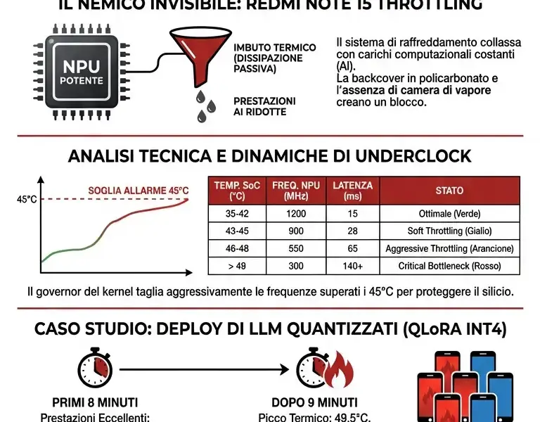 Infografica: Il Paradosso Termico del Redmi Note 15 5G nell'Edge AI