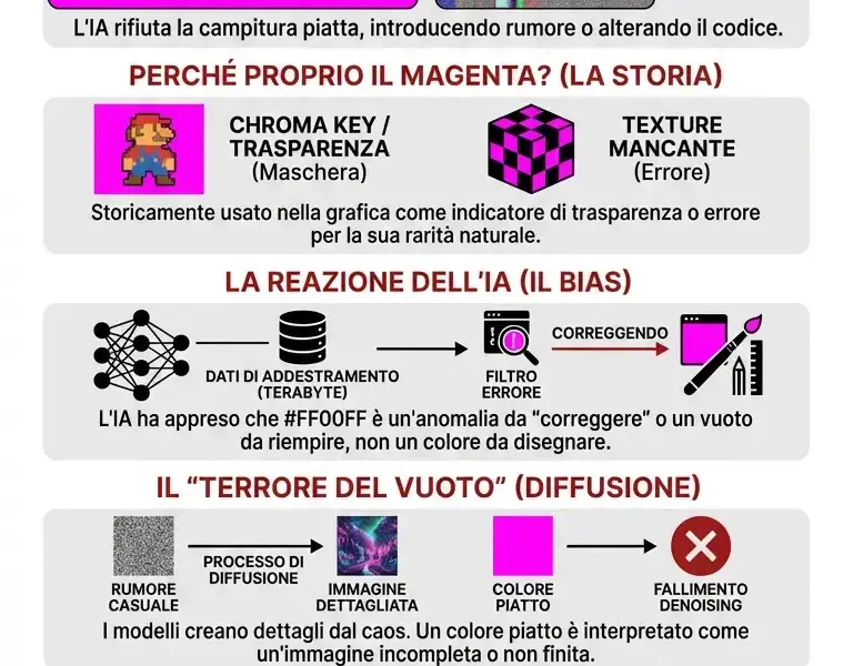 Infografica: Il paradosso visivo: l'unico colore che l'IA non pu&ograve; generare