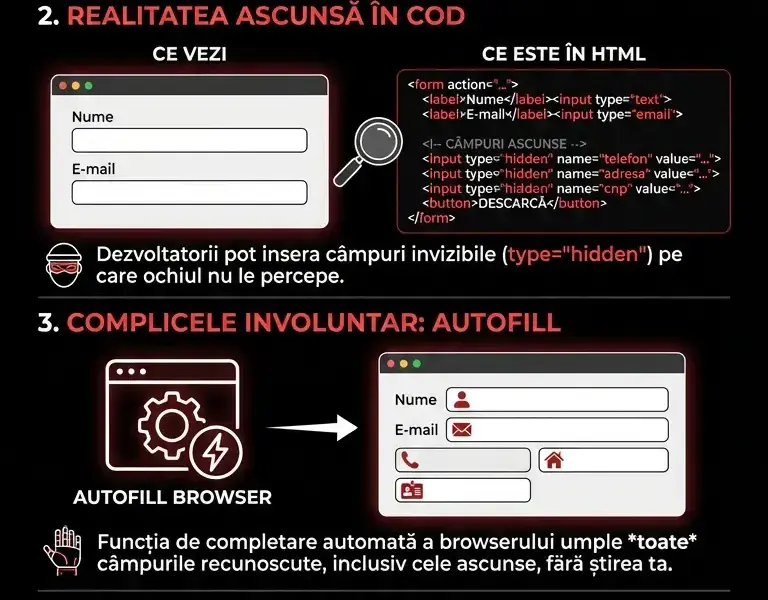 Infografica: &Icirc;nșelătoria Autofill: cum c&acirc;mpurile ascunse &icirc;ți fură datele