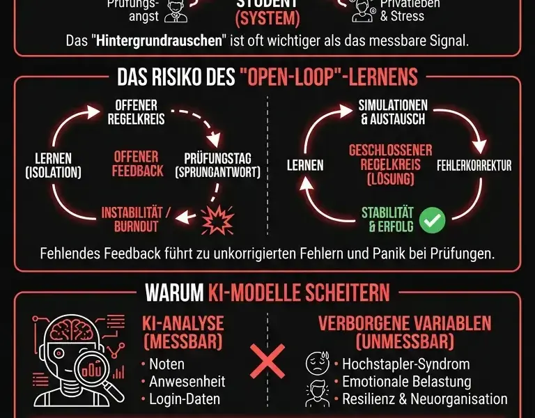 Infografica: Ist der Universit&auml;tsstudent ein instabiles System? Warum KI den Studienabbruch nicht vorhersagt?