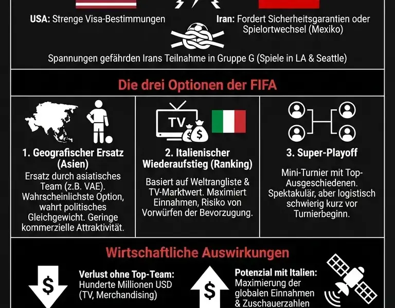 Infografica: Italienische WM-Qualifikation 2026: Reglement und Iran-Krise