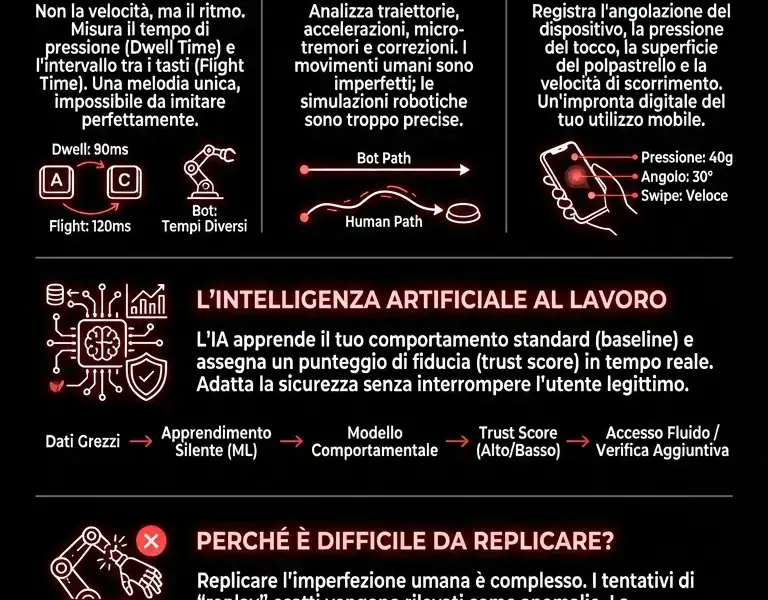 Infografica: La firma comportamentale che ti identifica prima della password.