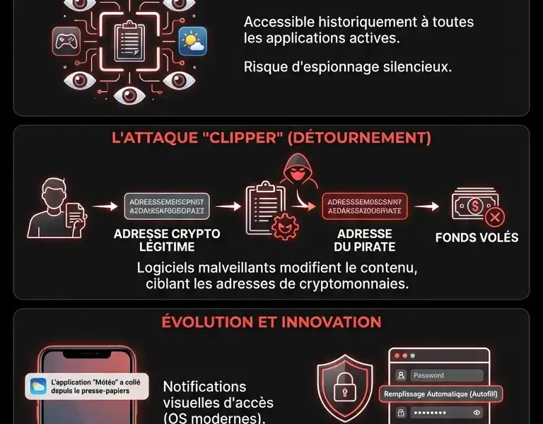Infografica: La m&eacute;moire secr&egrave;te du copier-coller qui expose vos donn&eacute;es.
