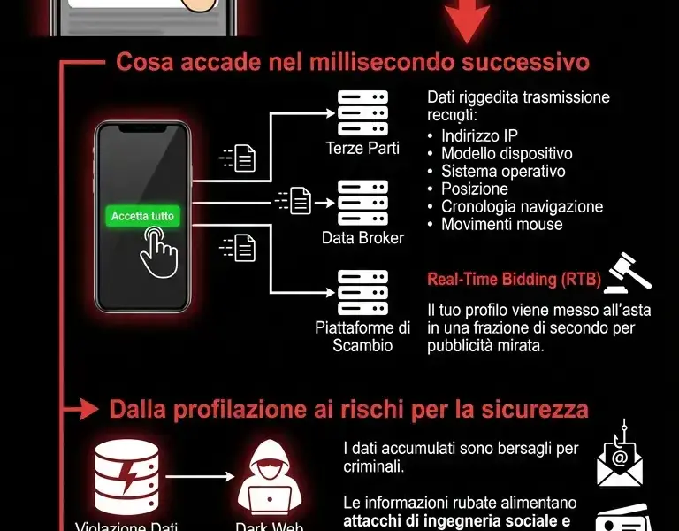Infografica: La psicologia del tasto Accetta: cosa cedi in un millisecondo
