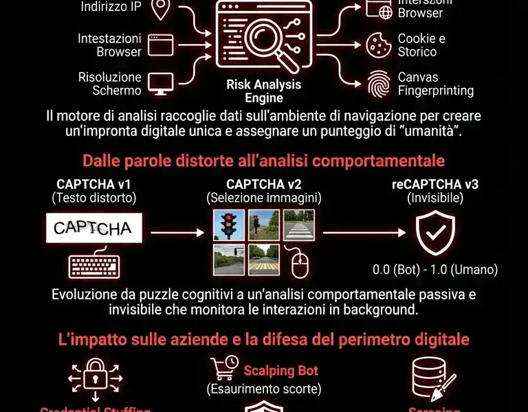 Infografica: La verit&agrave; sul reCAPTCHA: perch&eacute; il tuo clic &egrave; solo un'illusione