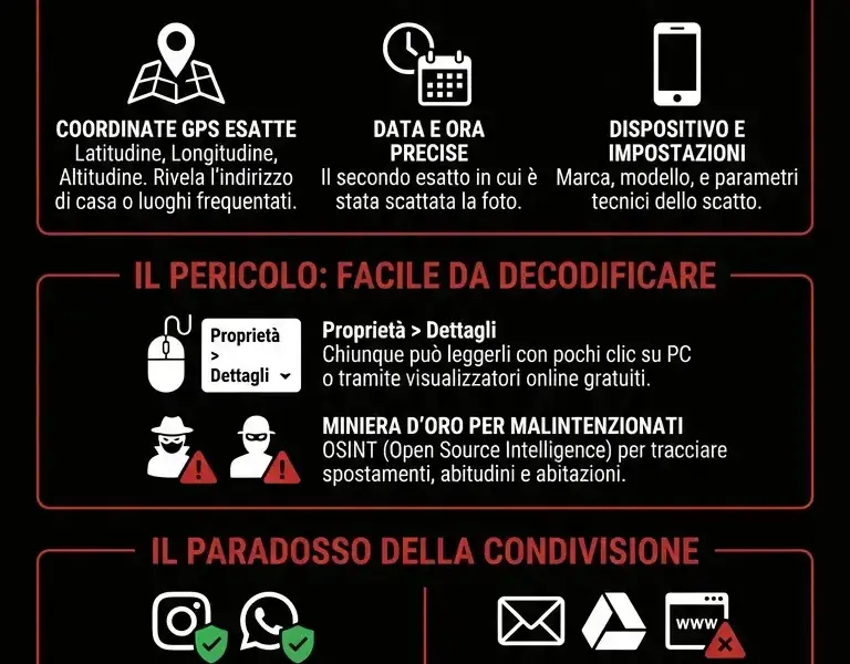 Infografica: L'archivio segreto in ogni tuo scatto che registra dove sei