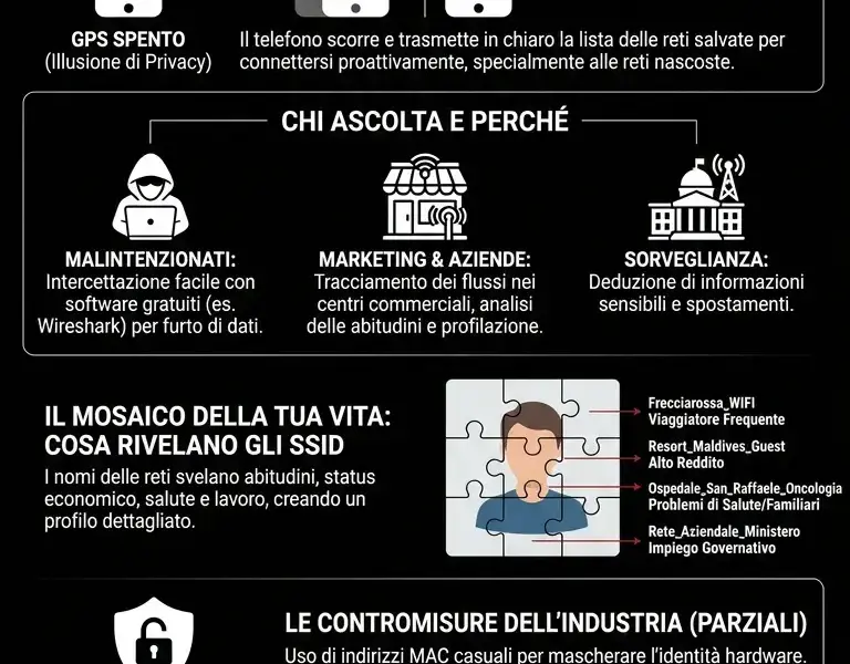 Infografica: L'illusione del GPS: la funzione Wi-Fi che svela i tuoi spostamenti