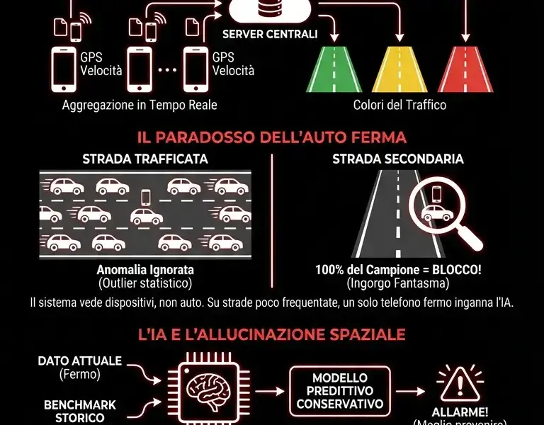Infografica: L'ingorgo fantasma: come 1 telefono fermo inganna l'algoritmo