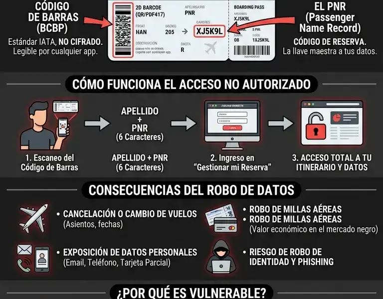 Infografica: Los 6 caracteres de la tarjeta de embarque que revelan tus datos