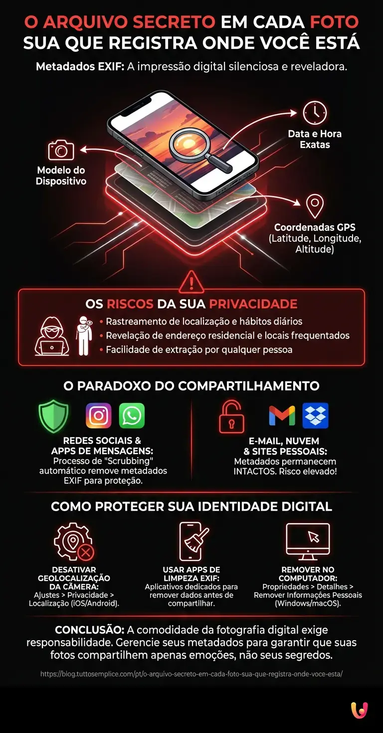 O arquivo secreto em cada foto sua que registra onde voc&ecirc; est&aacute;. - Infogr&aacute;fico resumido