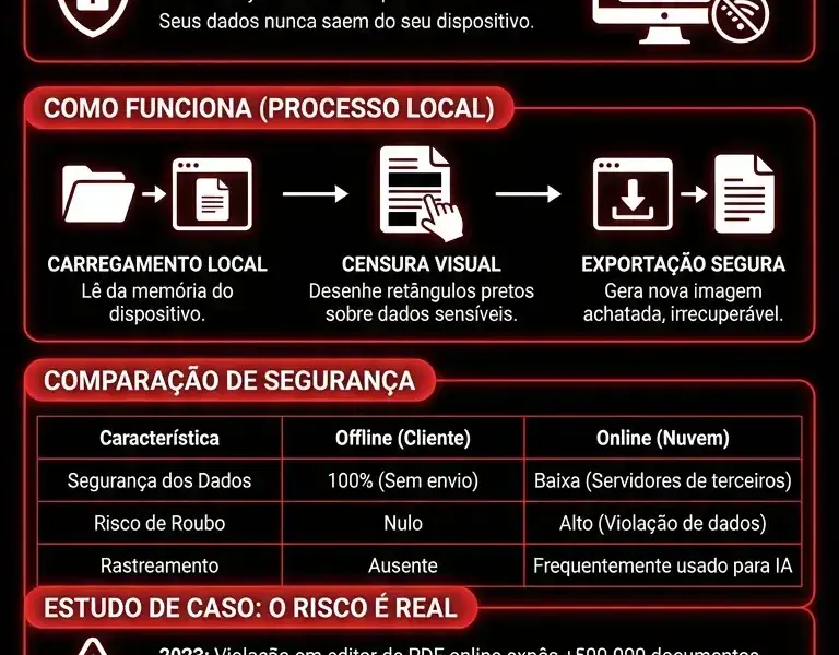 Infografica: Ocultar Documentos: A Ferramenta Definitiva 100% Offline e Segura