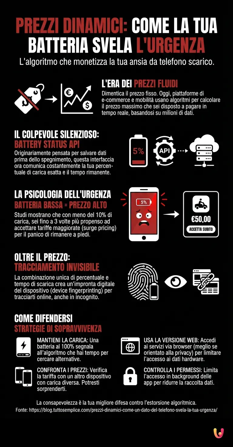 Prezzi dinamici: come un dato del telefono svela la tua urgenza - Infografica riassuntiva