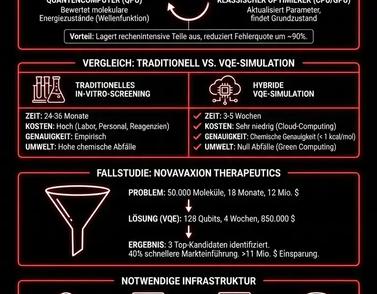 Infografica: Quantencomputing in der Pharmaindustrie: VQE und Kostensenkung