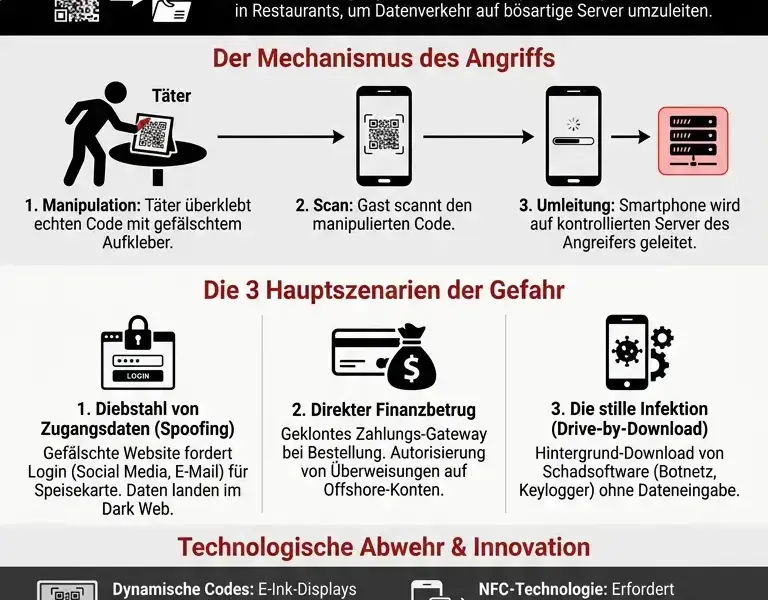 Infografica: Quishing: Die unsichtbare Gefahr hinter digitalen Speisekarten