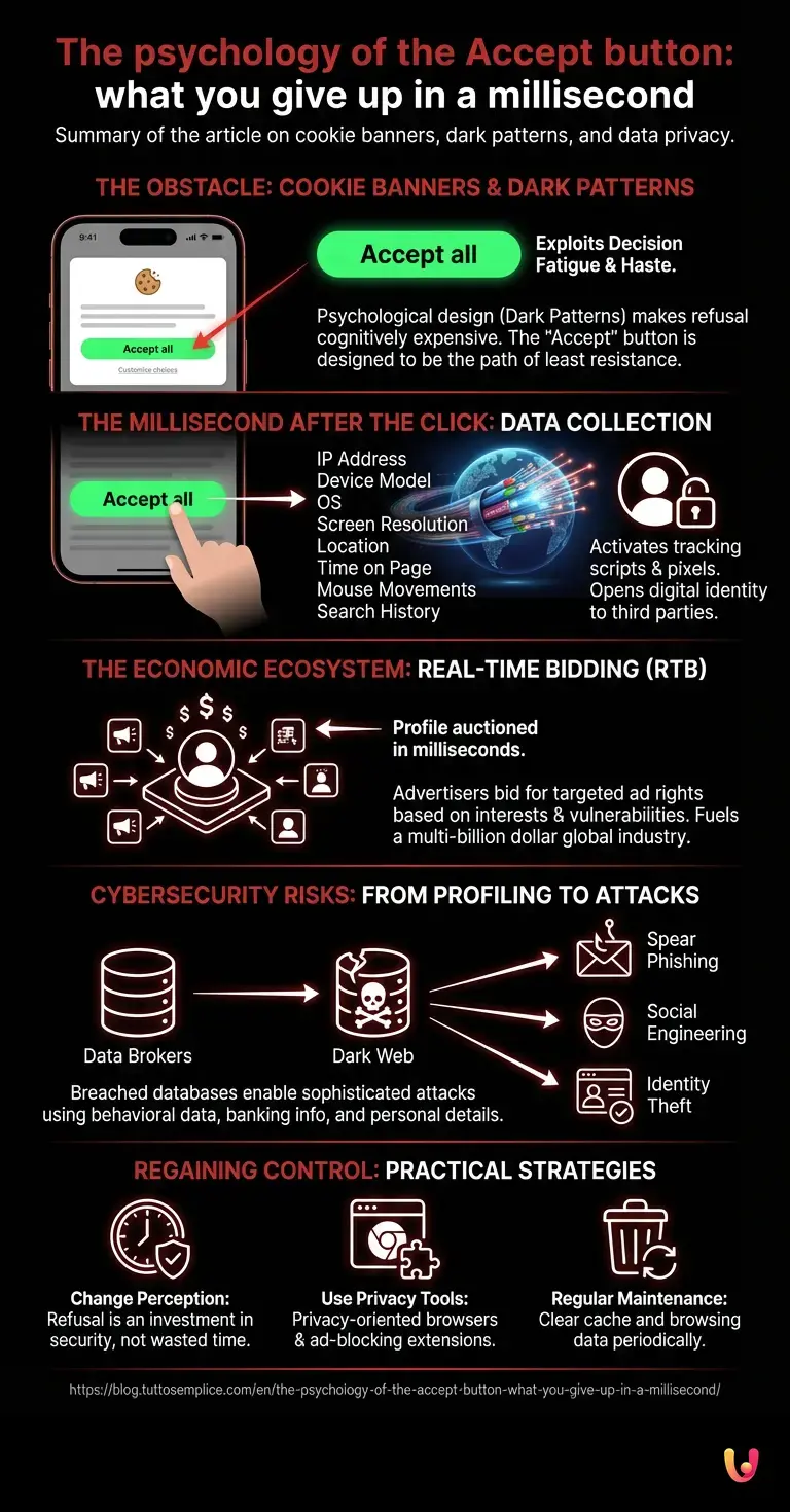 The psychology of the Accept button: what you give up in a millisecond - Summary Infographic