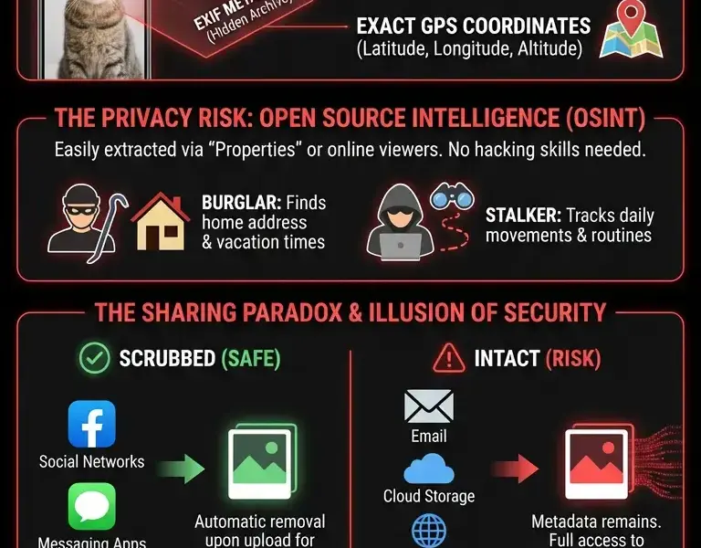 Infografica: The secret archive in every shot you take that records where you are.