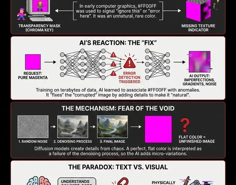 Infografica: The visual paradox: the only color that AI cannot generate