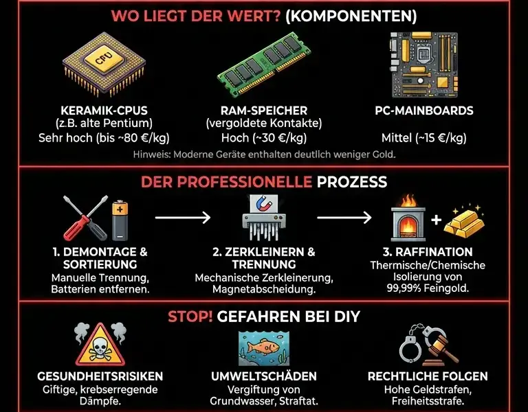 Infografica: Wie man Gold aus alten Haushaltsger&auml;ten, Handys und Computern gewinnt