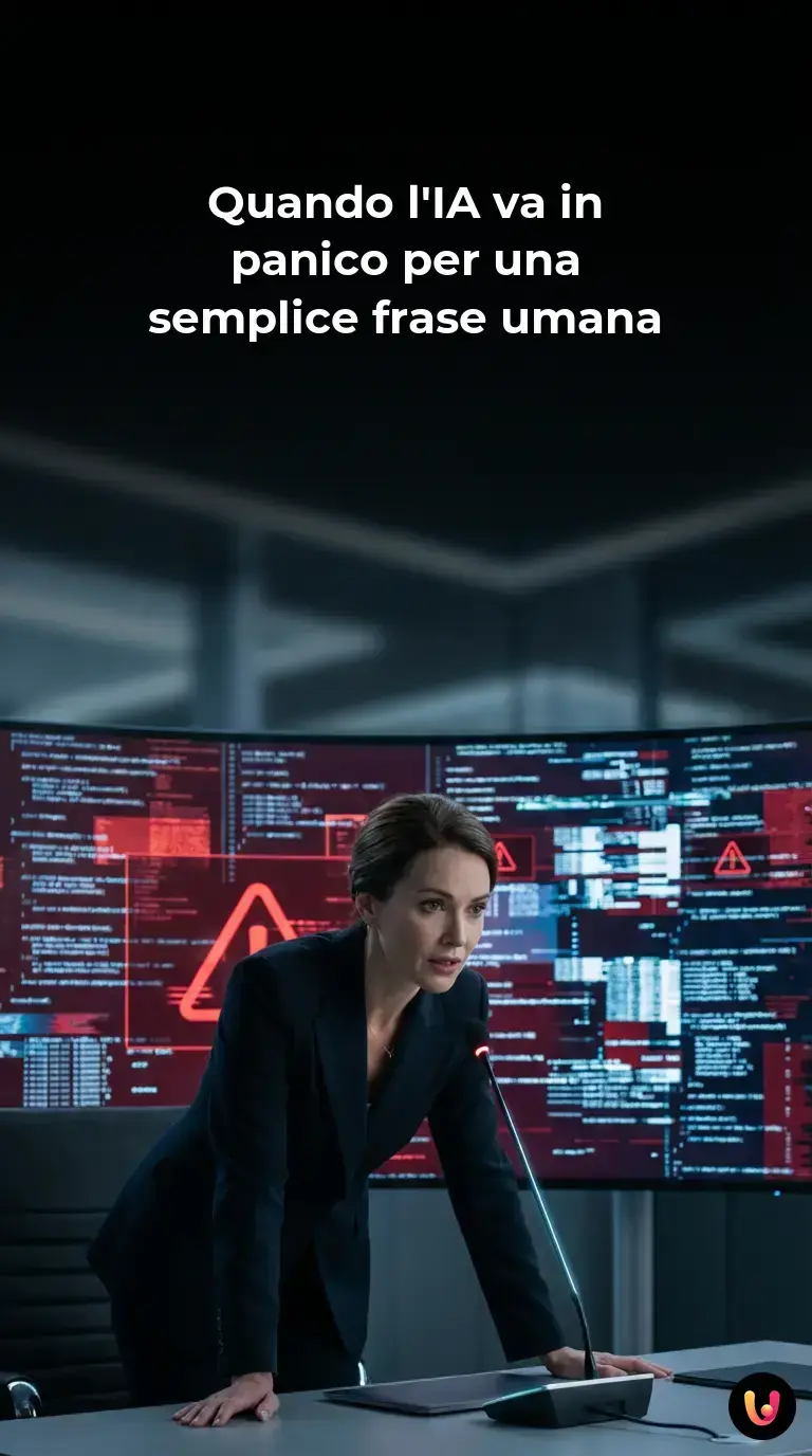 Interfaccia digitale di un'intelligenza artificiale bloccata da un messaggio di errore rosso.