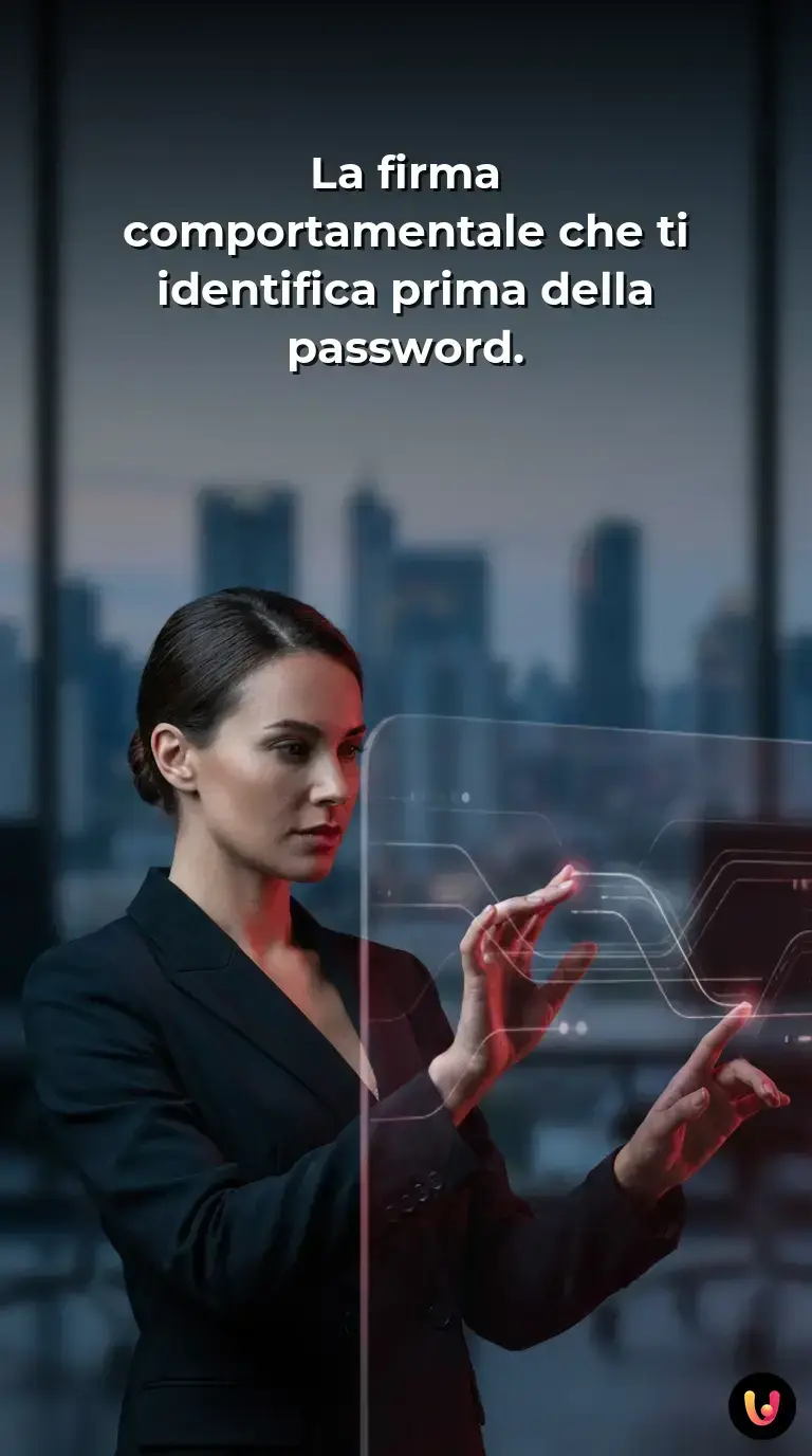 Utente digita su tastiera mentre il sistema analizza la sua biometria comportamentale.