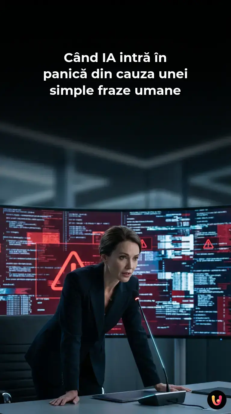 Un sistem de inteligență artificială afișează o eroare critică la procesarea unui text uman.