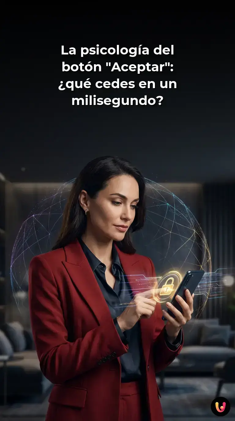 Dedo presionando el bot&oacute;n de aceptar cookies en un m&oacute;vil.