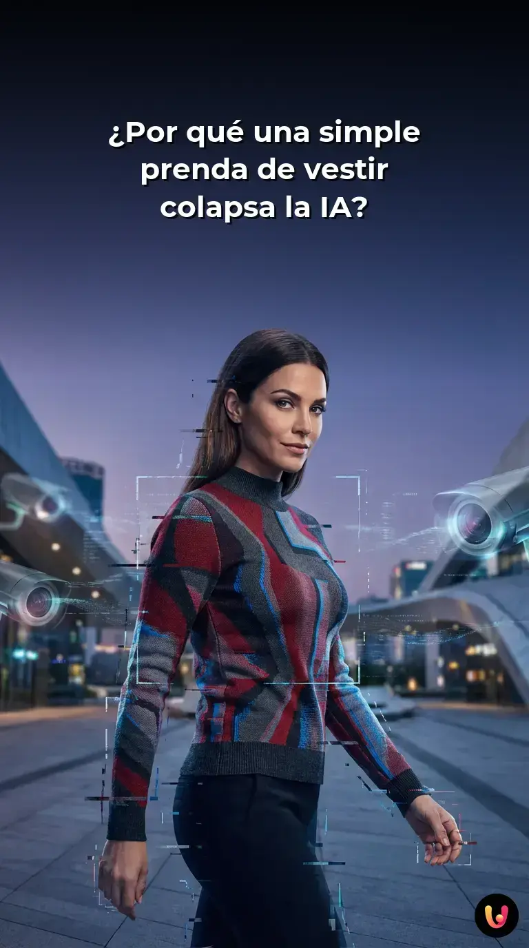 Persona con un jersey estampado que evade el reconocimiento de las c&aacute;maras de seguridad en la calle.